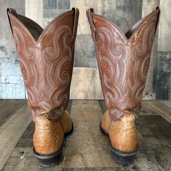 Tony Lama Vintage Full Quill Ostrich Cowboy Boots Mens 8 D - Picture 10 of 12